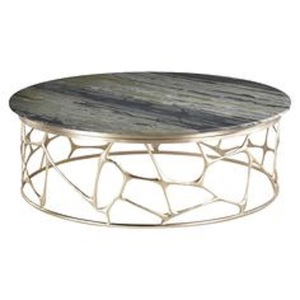 Mesa de centro de estilo europeo moderno nórdico con base de aluminio, superficie de mármol, redonda, de metal dorado, de lujo, de vidrio, para sala de estar - Product Image 4