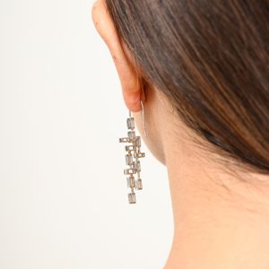 Vente chaude de haute qualité mariage luxe lustre boucles d'oreilles pendantes en baguette coupe aigue-marine et 18k bijoux en or blanc massif - Product Image 6