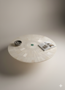 Plateau de table en sélénite blanche contemporaine fait à la main pour salle à manger, appartement ou hôtel - Product Image 2