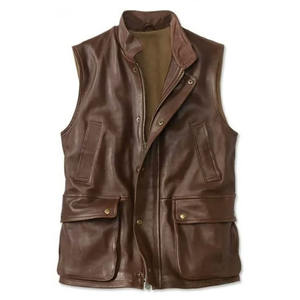 Meilleure édition vêtements de moto porte une veste en cuir sans manches fermeture à glissière sans manches gilets en cuir homme - Product Image 5