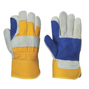Guantes de construcción de trabajo de cuero dividido de piel de vaca reforzada Guantes de cuero resistentes de protección de trabajo suave y cómodos - Product Image 1