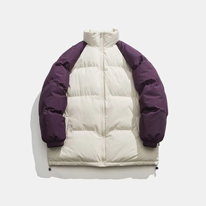 แจ็กเก็ตขนปลาปักเป้าสำหรับผู้ชาย, แจ็กเก็ตหนาแบบมีซิปสไตล์ใหม่แขนสีตัดกันสำหรับคู่รัก - Product Image 1