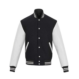 Chaqueta de hombre Logo 100% Cachemira mangas de cuero bordado en blanco pareja College Baseball Letterman Fleece Varsity Jacket - Product Image 1