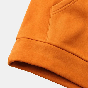 Fabricante directo personalizado Puff impresión sudaderas con capucha para hombres 100% algodón crudo dobladillo recortado sin bolsillo invierno liso teñido sólido con capucha - Product Image 4