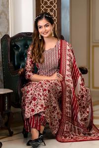 Tenue de styliste Maslin Nyra, pantalon Kurti de travail à coupe magnifique avec dupata pour femmes, exportation et fournisseur indiens - Product Image 6