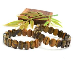 Natural Stone Tiger's Eye Unisex <b>Beaded</b> <b>Bracelet</b> with Garnet Pearl and Agate Classic Religious Charm for Gift - Product Image 1