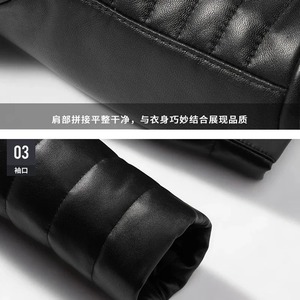 Manteau d'hiver en cuir véritable de mouton pour homme, coupe slim, court, matelassé, imperméable, écologique - Product Image 5