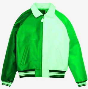 Nouvelle veste bomber en cuir de vache pour homme, personnalisée, avec blocs de couleur, patch brodé, col rabattu, fermeture éclair - Product Image 6