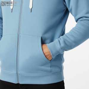 Oem personalizado hombres cremallera pulóver Sudadera con capucha invierno Casual algodón poliéster bordado tejido impreso bolsillo Reversible - Product Image 5