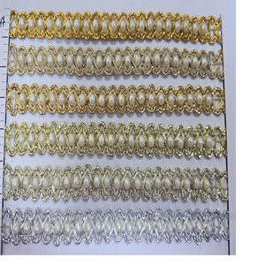 Rubans et lacets brodés à la machine sur mesure en motifs abstraits et en six couleurs pour robes de mariée et vêtements pour dames - Product Image 1