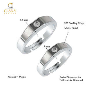 NOVAMART Fine Premium 925 Pure Sterling Silver Men's <b>Ring</b> Rhodium Plated with Diamond and Zircon Inlay Perfect Gift for <b>Couples</b> - Product Image 5