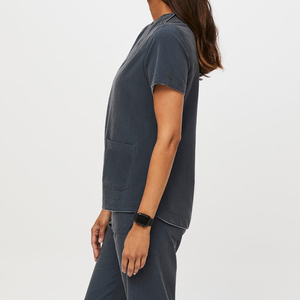 Wrinkle Resistant Cotton Polyester Spandex Women's Hospital <b>Scrub</b> <b>Set</b> with Needle Detection and Seamless Fusing Nursing Uniform - Product Image 2