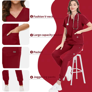 Vêtements de travail infirmiers de haute qualité, à la mode, à manches courtes, extensibles, ensembles d'uniformes médicaux pour femmes et hommes - Product Image 3
