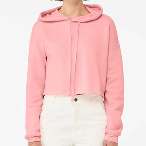 เสื้อครอปฮู้ดดี้ผ้าฟลีซปักลายสำหรับผู้หญิง ดีไซน์เรียบหรู ใส่สบาย เหมาะสำหรับฤดูหนาว สไตล์สตรีทแวร์ - Product Image 1