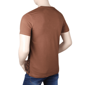 Camiseta estampada de manga corta con cuello redondo para hombre - Marrón - Product Image 3