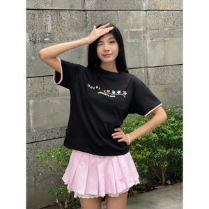 Camiseta de manga corta de tela de gofres de algodón de gran tamaño para adolescentes con cuello redondo de talla grande personalizada hecha en Vietnam - Product Image 4