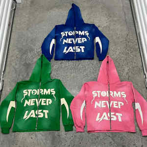 Sudaderas con capucha bordadas con parche desgastado para correr con logotipo personalizable para hombre, chándal para otoño, marca de diseñador - Product Image 2