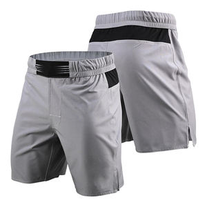 Nouveaux shorts MMA élégants 100% polyester, extensibles, respirants, séchage rapide, avec ceinture élastique, longueur genou, couleur grise pour hommes - Product Image 3