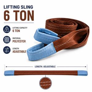 Eslinga de Cinta Doble para Elevación de Carga, 6 Toneladas, 150mm × 8m, Construcción de Poliéster de Doble Capa para Manipulación Industrial de Materiales - Product Image 4