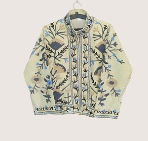 Veste en velours brodée de style chinois CVR, bohème, écologique, style Suzani, col rond, manches longues, grande taille, pour femmes, hiver - Product Image 1