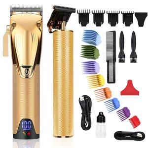 Tondeuse à cheveux sans fil professionnelle pour hommes, rasoir électrique en acier inoxydable, 6000 tr/min, écran LED, batterie, alimentation USB, tondeuse à barbe - Product Image 1