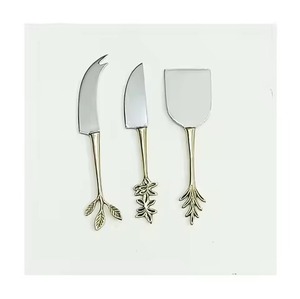 Juego de cuchillos para queso de acero inoxidable de gran calidad con mango de latón - Product Image 1