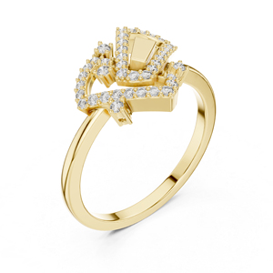 แหวนเพชรทรงกลมสีเหลืองทอง 14K สำหรับผู้หญิง |   ชุดลำลองประจำวัน |   เพชรที่เพาะเลี้ยงใหม่ - Product Image 5