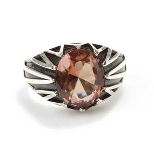 Men's <b>925</b> Sterling <b>Silver</b> <b>Ring</b> <b>with</b> Oval Cut Zultanite Stone Zigzag Design Rhodium Plated for Everyday Wear Fine Jewelry - Product Image 5