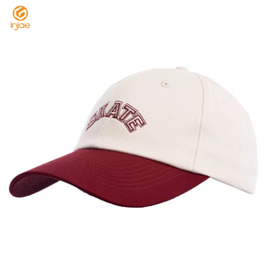 OEM ODM Chapeaux de baseball 6 panneaux personnalisés non structurés avec broderie 2D lettre vintage Clip métallique en coton/polyester à bord incurvé pour hommes - Product Image 1
