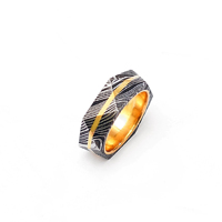 Boîte à bague Burraq DIY personnalisée faite à la main en acier Damas classique 8 mm avec sertissage clos, unisexe, cadeau idéal pour papa, mari, petit ami, usage quotidien