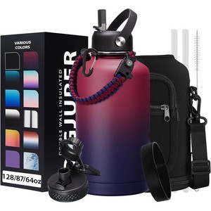 Botella de agua Silverjet de 64 oz, de doble pared, de acero inoxidable, aislada, con bolsa y pajita, para viajes, senderismo y camping al aire libre. - Product Image 5