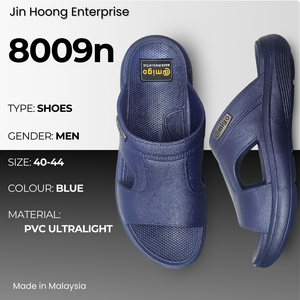 รองเท้าแตะผู้ชาย PVC สีน้ำเงิน น้ำหนักเบา กันลื่น สวมใส่สบาย รองเท้าลำลอง ขายส่งจำนวนมาก @migo 8009n ผลิตในมาเลเซีย - Product Image 1