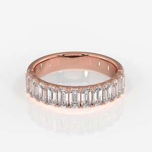 Lab Grown <b>Emerald</b> Cut Diamond Wedding <b>Ring</b> with 18k Gold Band - Product Image 5