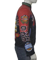 Veste universitaire personnalisée pour homme en cuir enduit imprimé, réversible, respirante, coupe oversize, pour le streetwear hip-hop, avec patchs brodés