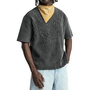 Camiseta de la mejor calidad del fabricante de Pakistán, camiseta lavada con ácido de servicio Oem, camisetas de manga corta con cuello redondo para hombre - Product Image 4