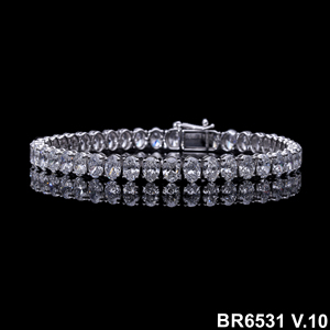 Bracelet tennis ovale 13 carats en or 14 carats plaqué rhodium, unisexe, élégant, symétrique, tendance, pour anniversaire - Product Image 2