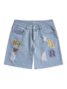 Shorts en jean pour hommes tendance et à séchage rapide, grande taille, pièce fraîche, respirant, en coton, shorts en denim pour hommes - Product Image 2