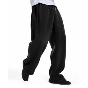 Pantalon en molleton pour homme en tissu 100% coton, lavé, respirant, couleur unie, séchage rapide, taille à cordon, ample, pantalon de survêtement pour homme - Product Image 3