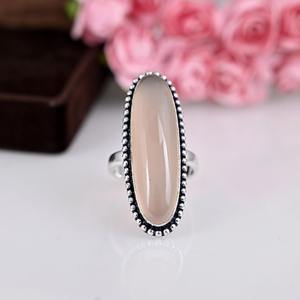Anillo Clásico Estilo Boho para Mujer, Joyería de Plata 925 con Cuarzo Rosa, Anillo Hecho a Mano, Regalo para Enamorados - Product Image 3