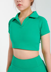 Polos de Golf de tenis de secado rápido con cuello en V lisa de manga corta de malla transpirable de alta calidad, Polo personalizado para mujer - Product Image 5