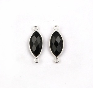 Pendentif DIY en Onyx Noir Forme Marquise Double Anneau, Sertissage en Argent 925 Plaqué Or, Style Vintage, Bijou Anniversaire - Product Image 3