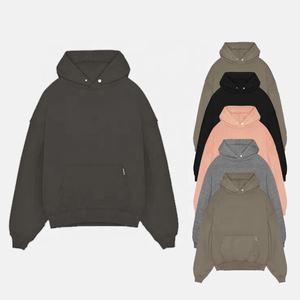 Personnalisé Top Qualité Sérigraphie Bouffante Fermeture Éclair Double Fermeture Éclair À Capuche Polaire Coton Éponge Française Sans Cordes Sweat À Capuche Surdimensionné Hommes Hoodies - Product Image 3