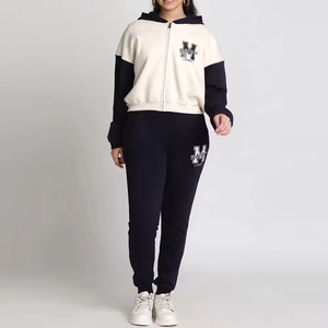 Conjunto de Dos Piezas de Sudadera Corta Informal de Manga Larga y Pantalones Acampanados para Invierno, Unisex, Grueso, con Cordón Ajustable - Product Image 1