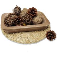 Bol à pâte en bois de tailles multiples personnalisé boules décoratives en rotin et guirlande de perles décorer article bol de l'exportateur indien