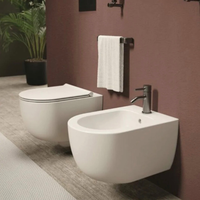 Ensemble WC et bidet suspendu Arkitea Murano Série 50 sans rebord, en céramique de haute qualité, gain de place, pour salle de bain