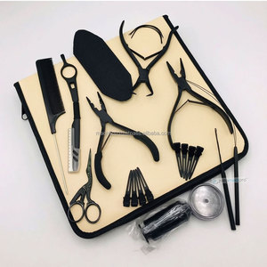 Professional Microlink Hair Extension Tool Free Silicone Beads Nylon Threads Black Matte Stainless Steel Pliers Eco-Friendly - Product Image 1