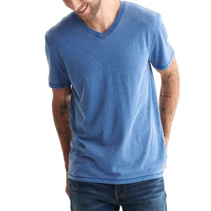 2024 Top Trend Camisetas transpirables de secado rápido para hombres Logotipo personalizado Cuello en V con patrón de impresión sólida Servicio OEM de la mejor calidad para niños - Product Image 1