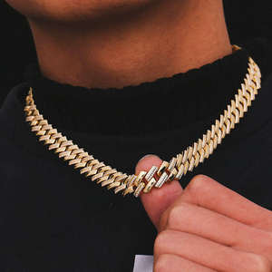 Hip Hop <b>Sterling</b> <b>Silver</b> & Gold Plated Lab Grown Diamond Pendant Chain <b>Necklace</b> for Men/<b>Women</b> - Product Image 5