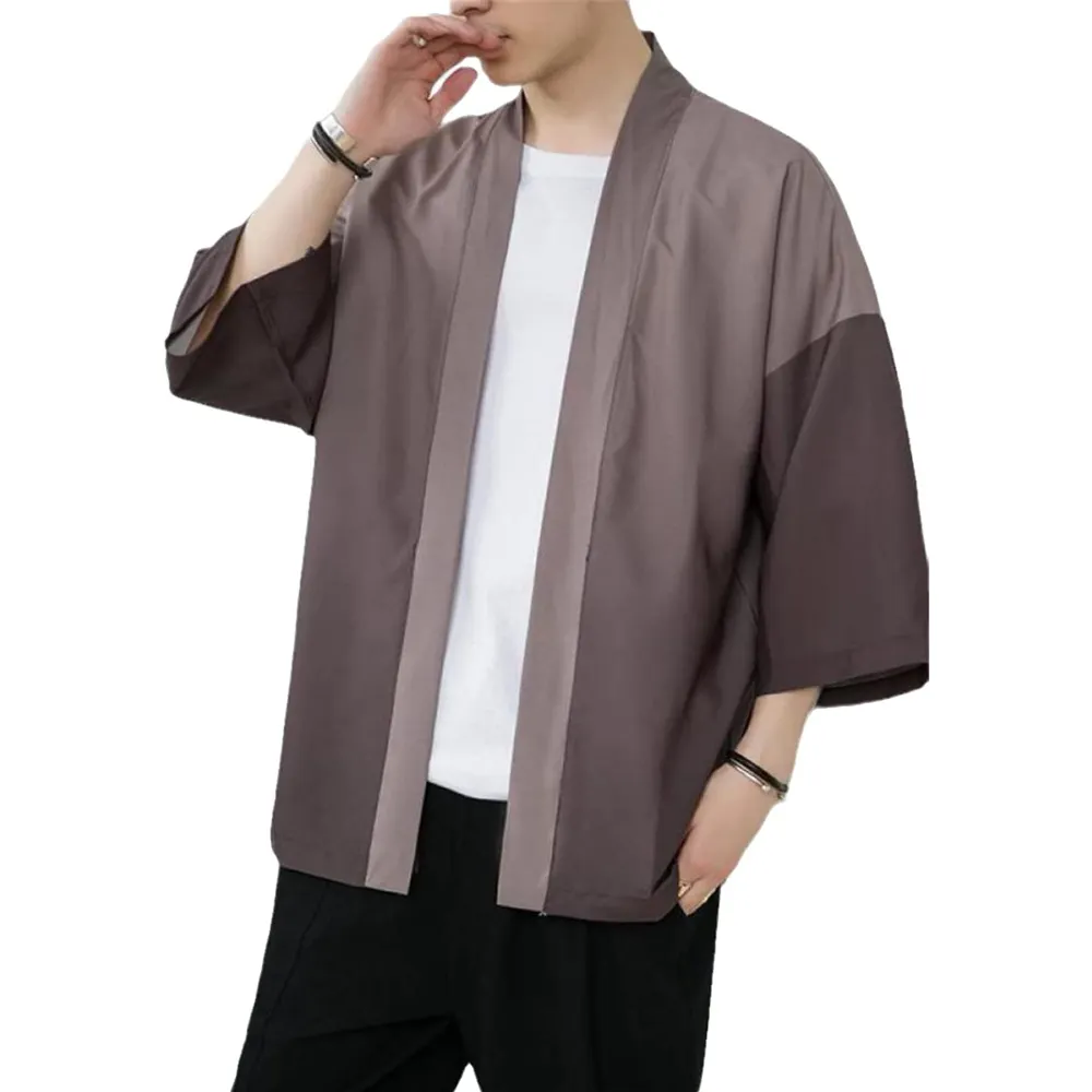 OEM erkekler kısa kollu erkek Kimono tarzı gömlek kısa kollu erkek gömlek ile 2023 toptan fiyat kimono gömlek