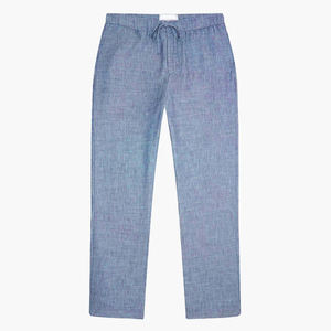 Pantalon décontracté personnalisé pour homme en coton, coupe slim, respirant, léger, en toile, tricoté, avec cordon de serrage personnalisé, taille mi-haute, couleur unie - Product Image 1